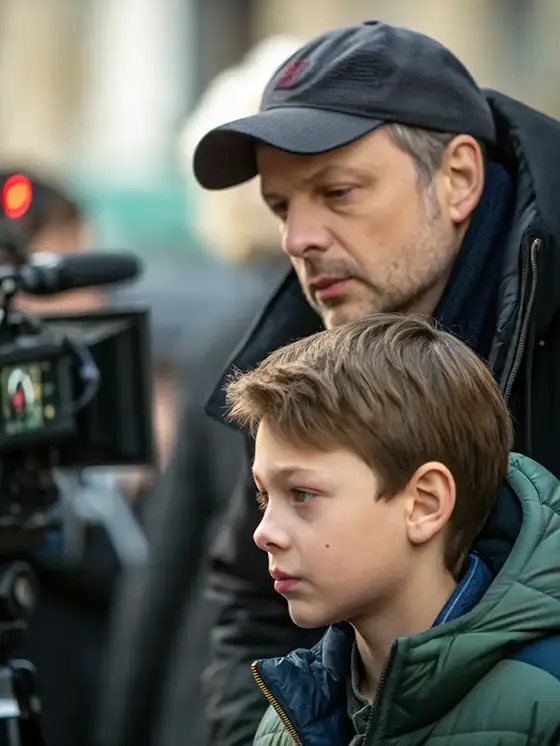 Chaperone watching over young actor